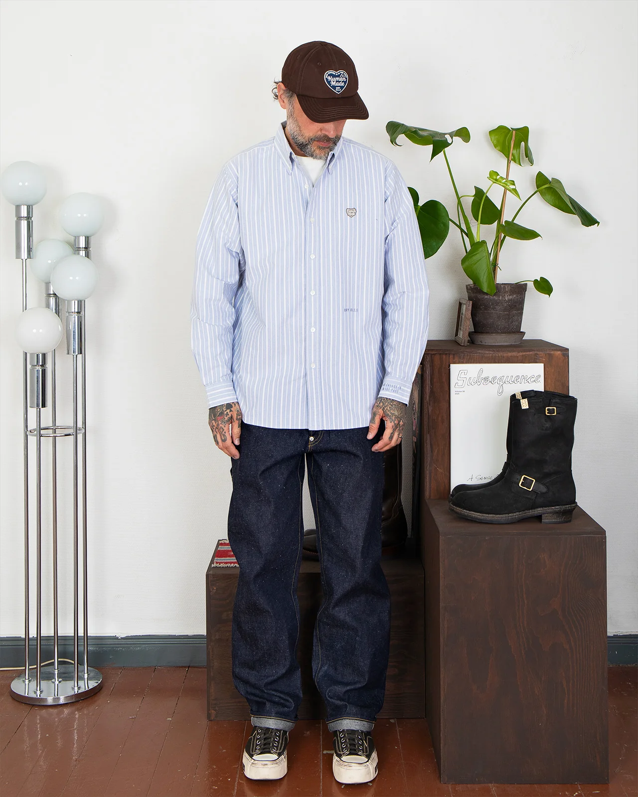 Human Made Stripe Ox B.D Shirt, Blue - Image 8