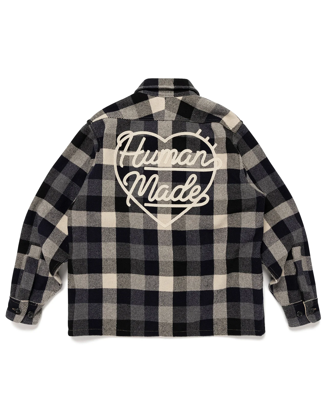 Human Made Wool Check Shirt Jacket, Black - Image 3