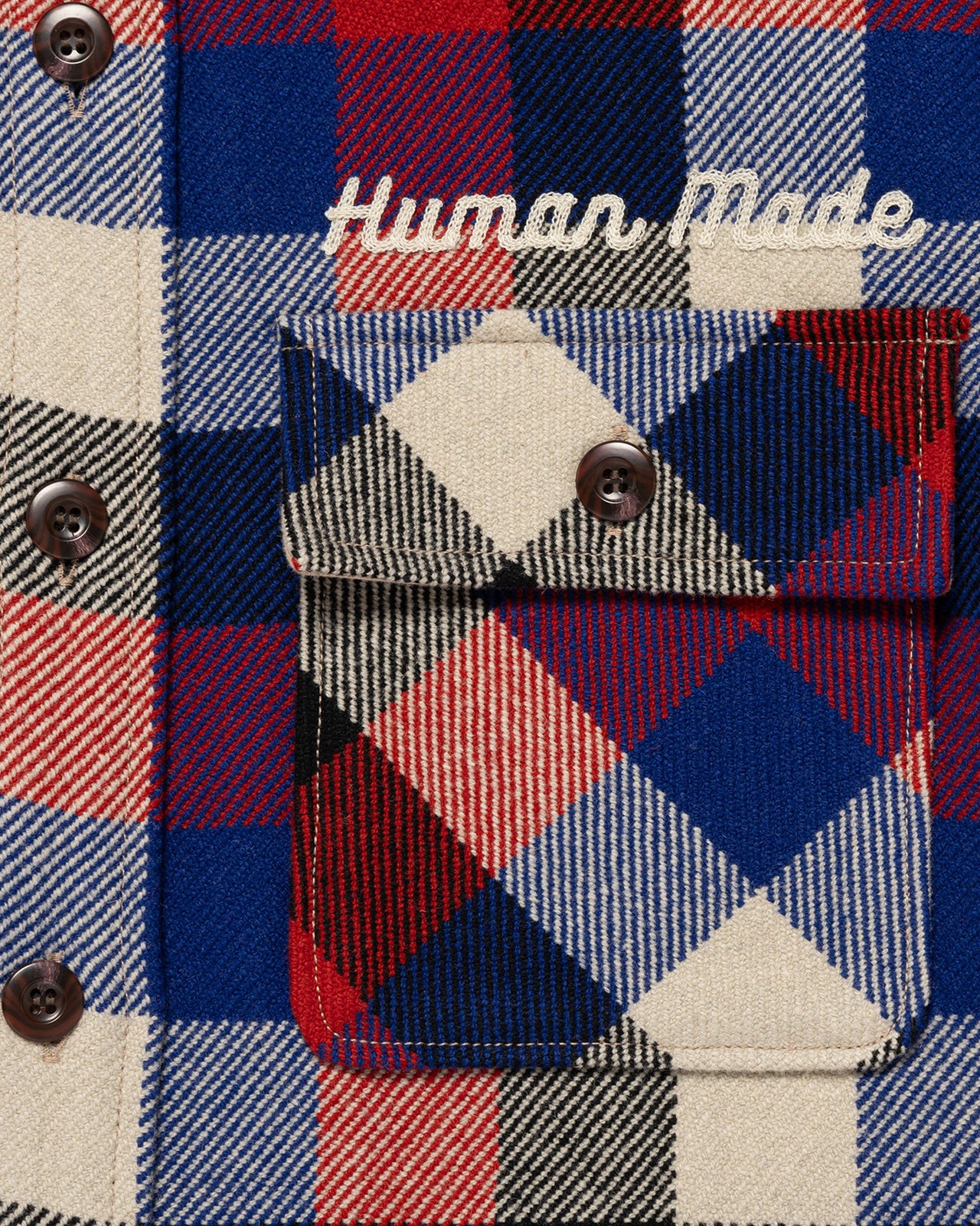 Human Made Wool Check Shirt Jacket, Red - Image 4