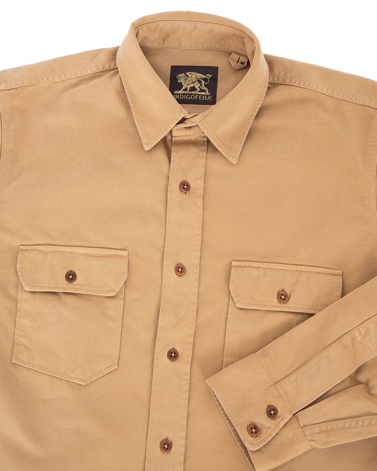 Indigofera Alamo Shirt, Cotton Twill, Khaki Beige - Image 3