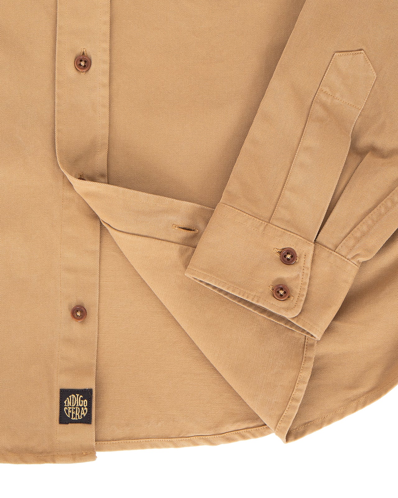 Indigofera Alamo Shirt, Cotton Twill, Khaki Beige - Image 4