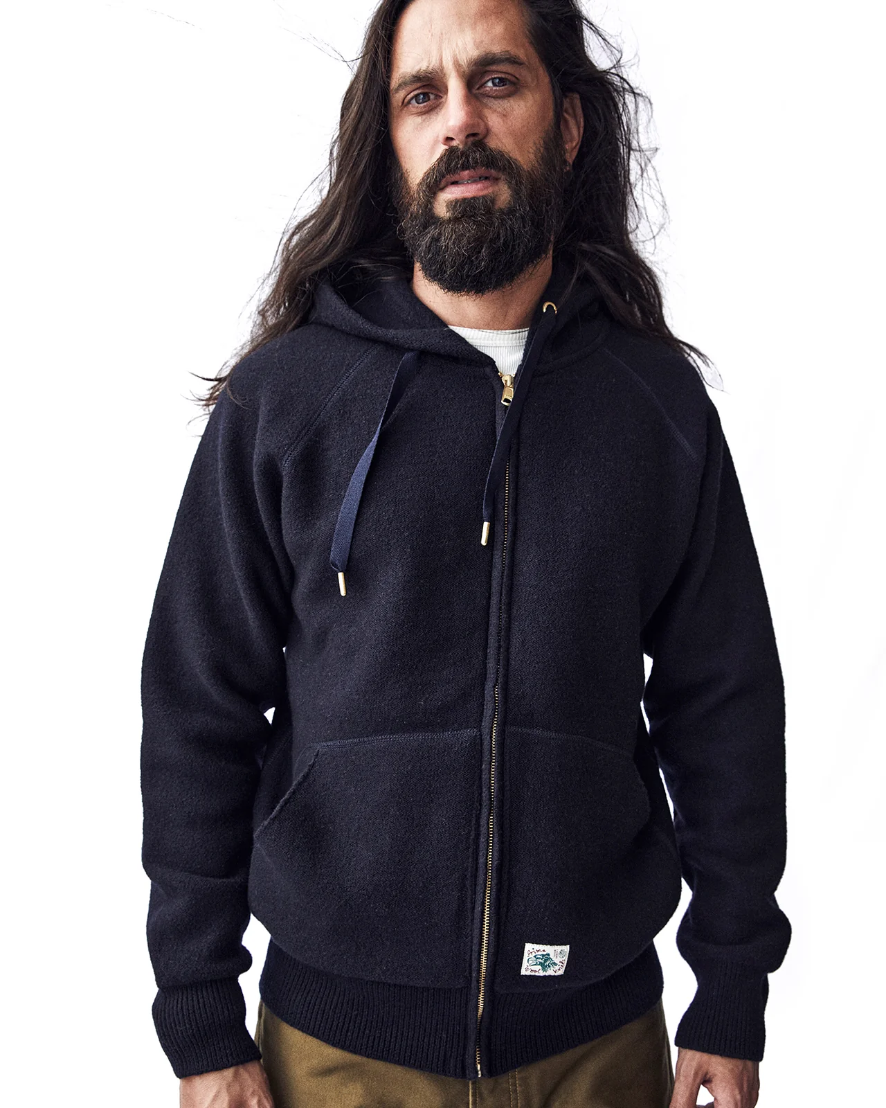 Indigofera Bighorn Wool Hoodie, Navy - Image 3