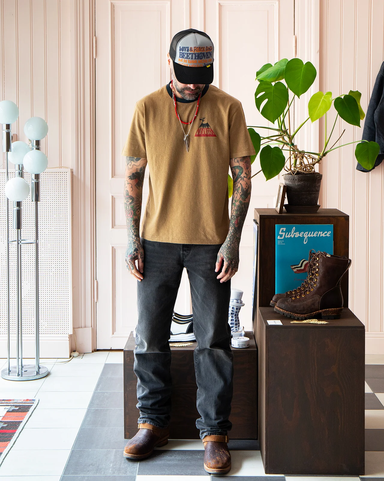Indigofera Blake T-Shirt, Chesnut, Dunes & Moons - Image 3