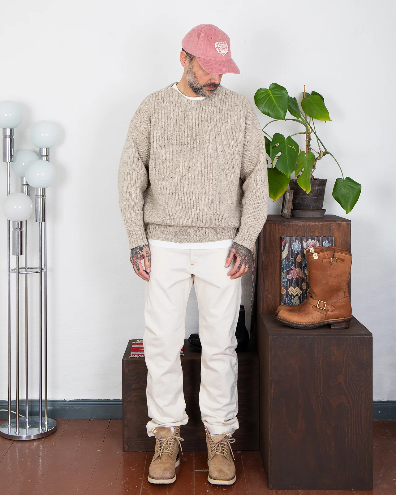 Indigofera Buck Jeans, Uneven Broken Twill, Ecru - Image 3