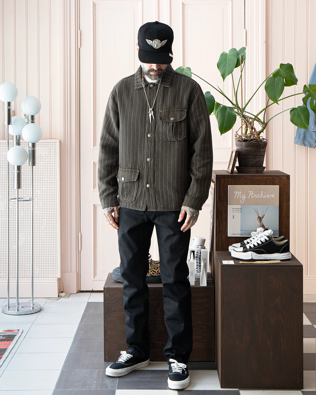 Indigofera Conway Jacket, Charcoal / Beige - Image 3