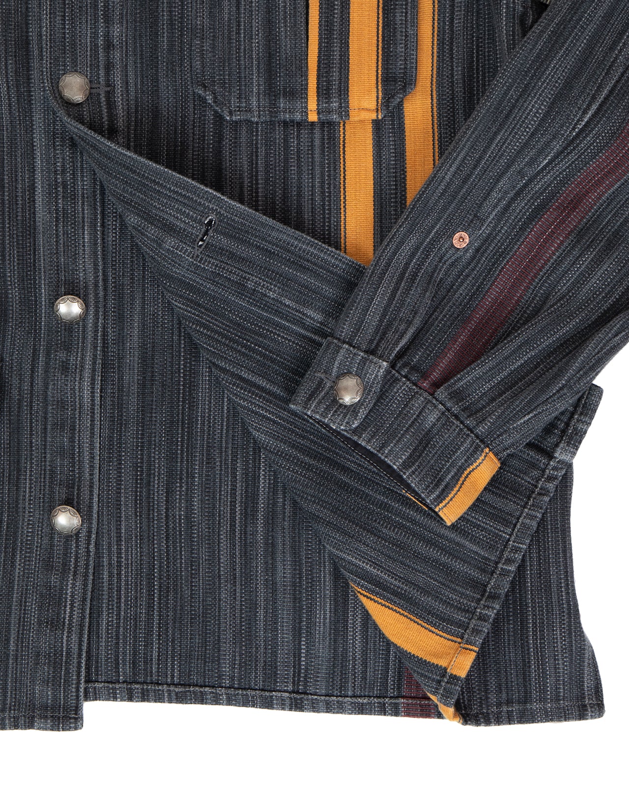 Indigofera Conway Jacket, Cotton / Wool Stripe, Grey / Wine / Orange - Image 4