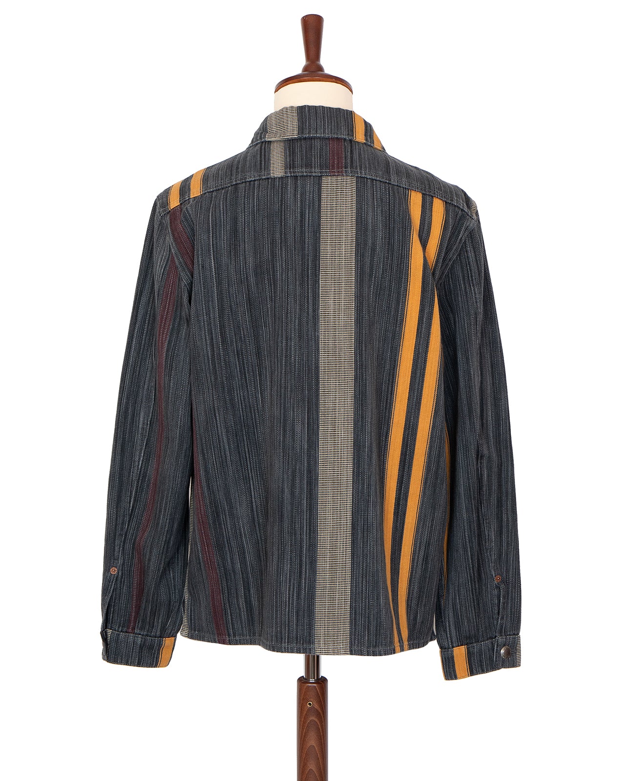 Indigofera Conway Jacket, Cotton / Wool Stripe, Grey / Wine / Orange - Image 5