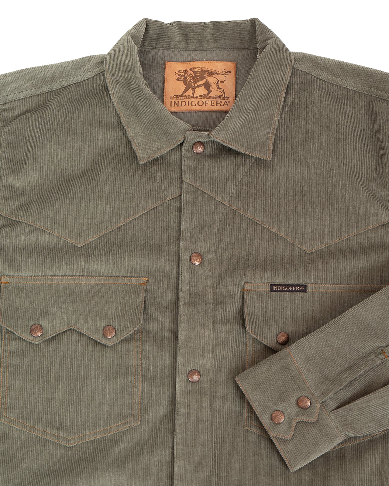 Indigofera Cooper Shirt, 13W Corduroy, Stone Green - Image 3