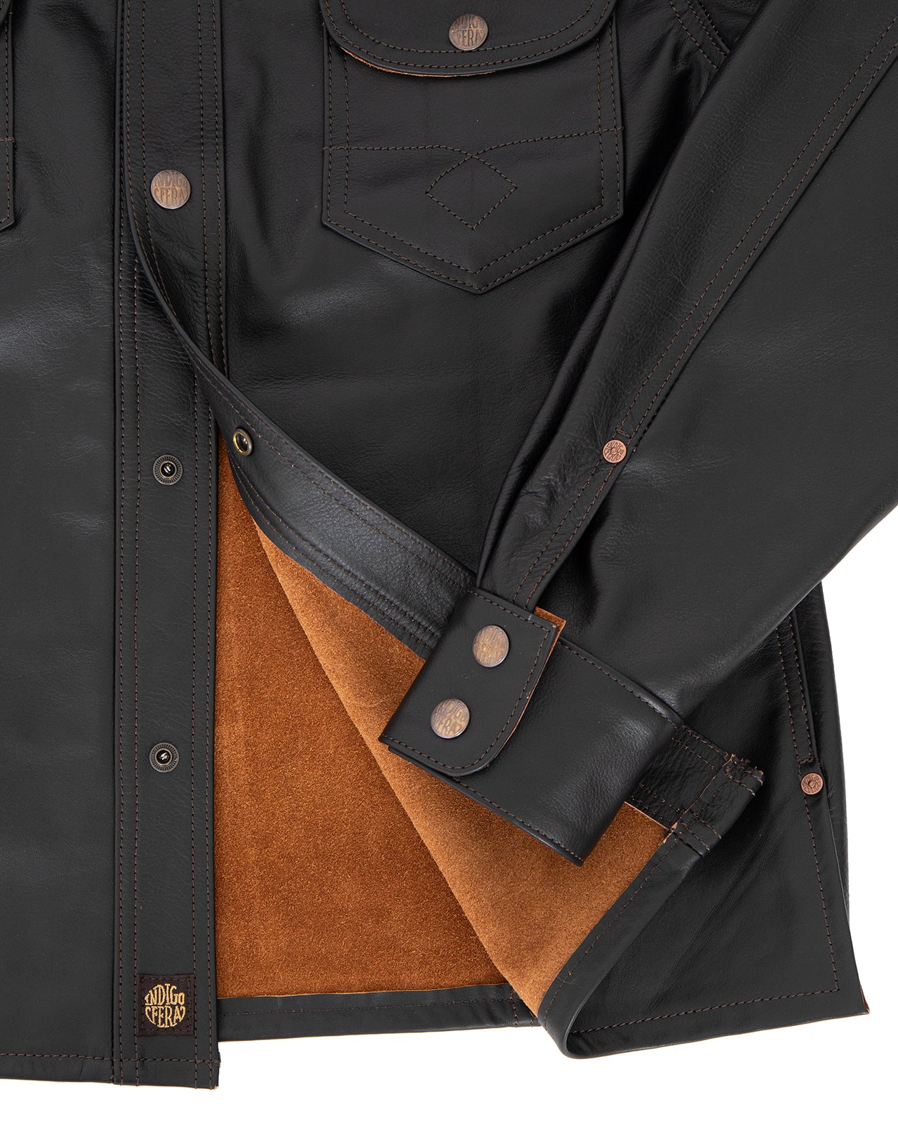 Indigofera Copeland Shirt, Black Leather, Teacore - Image 4