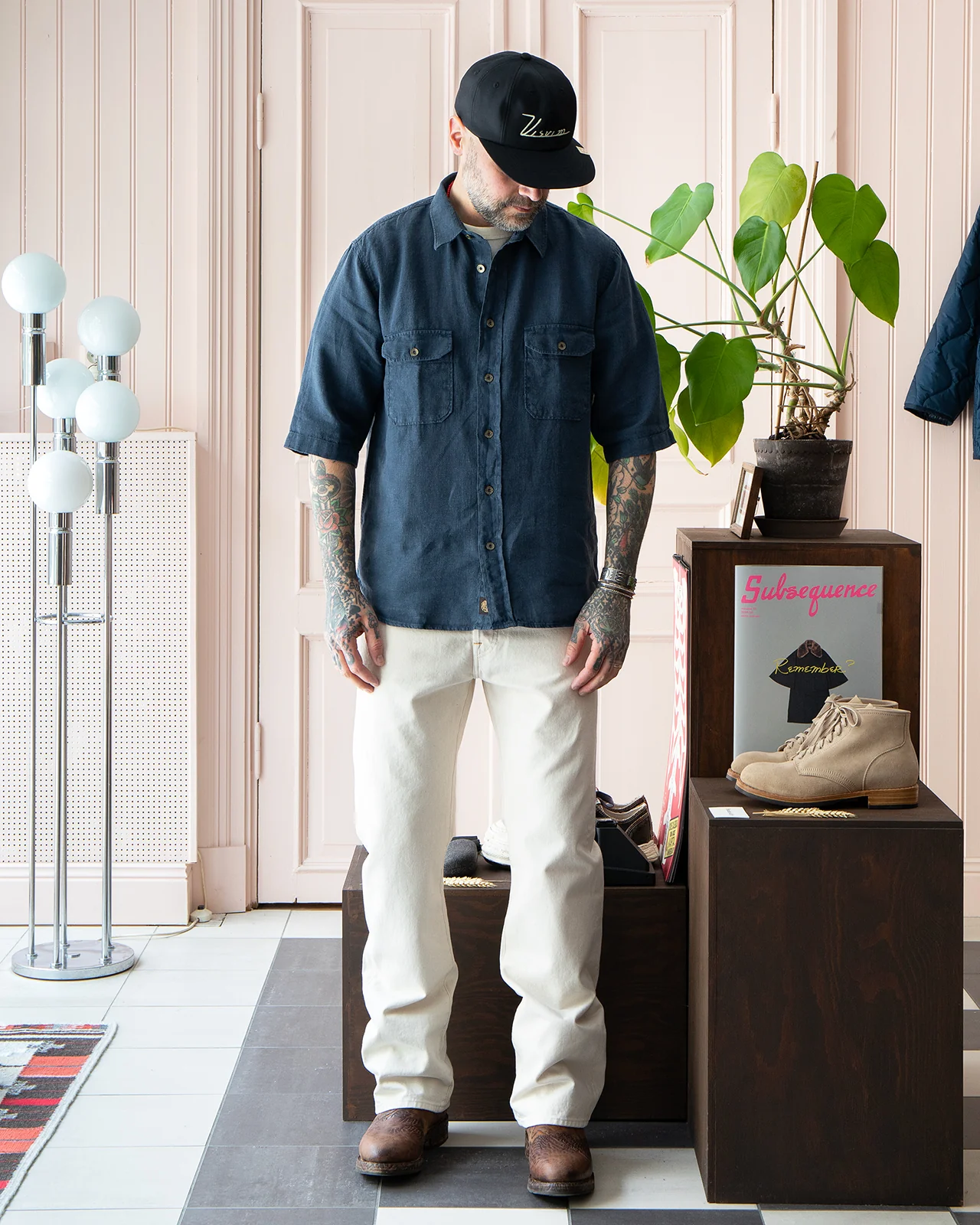 Indigofera Delray Shirt, Linen Canvas, Mood Indigo - Image 2