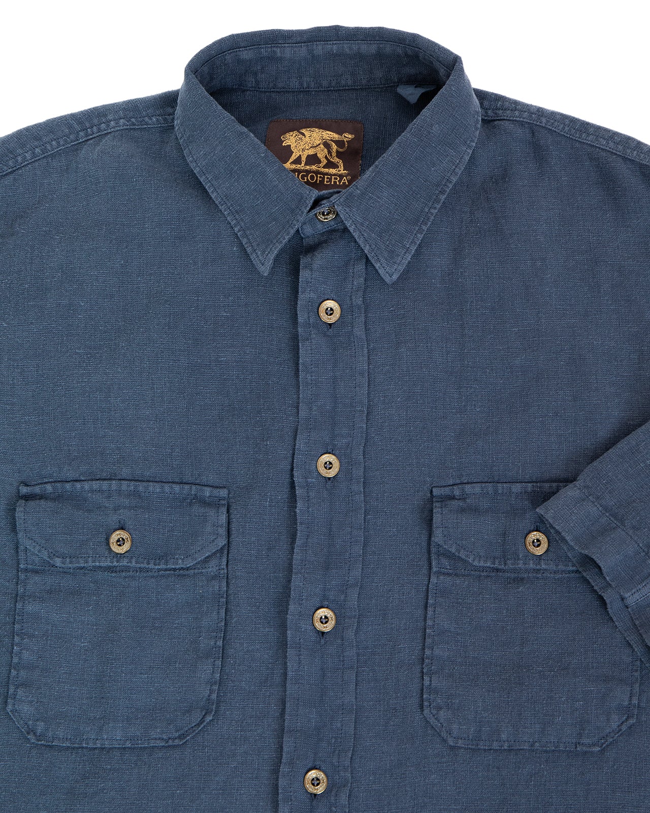 Indigofera Delray Shirt, Linen Canvas, Mood Indigo - Image 3