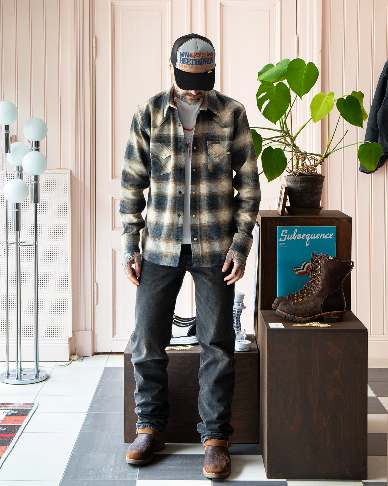 Indigofera Dollard Shirt, Flannel Check, Ecru / Beige / Grey - Image 2