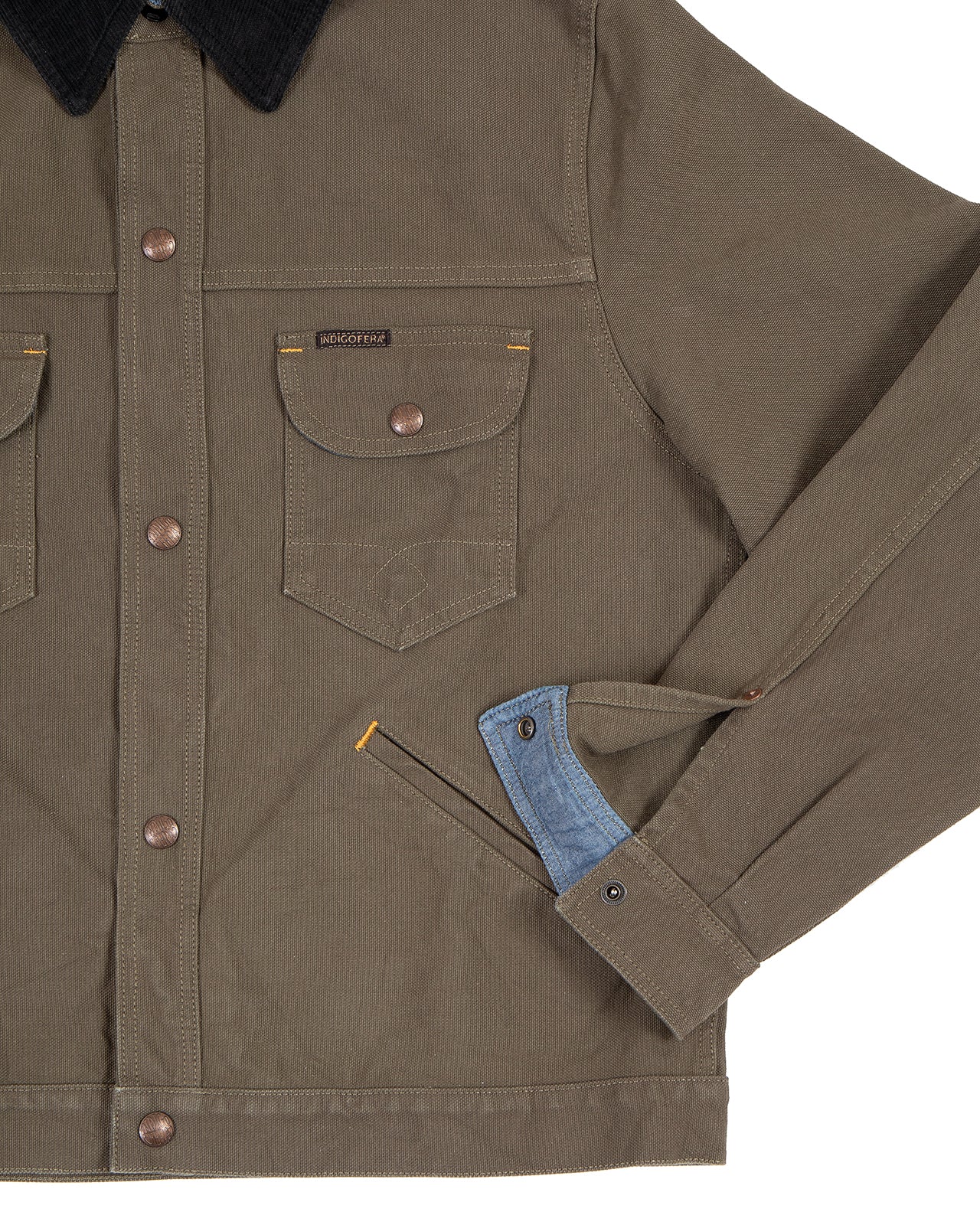 Indigofera Fargo Quarter Jacket, Smithson Canvas, Dark Olive - Image 4
