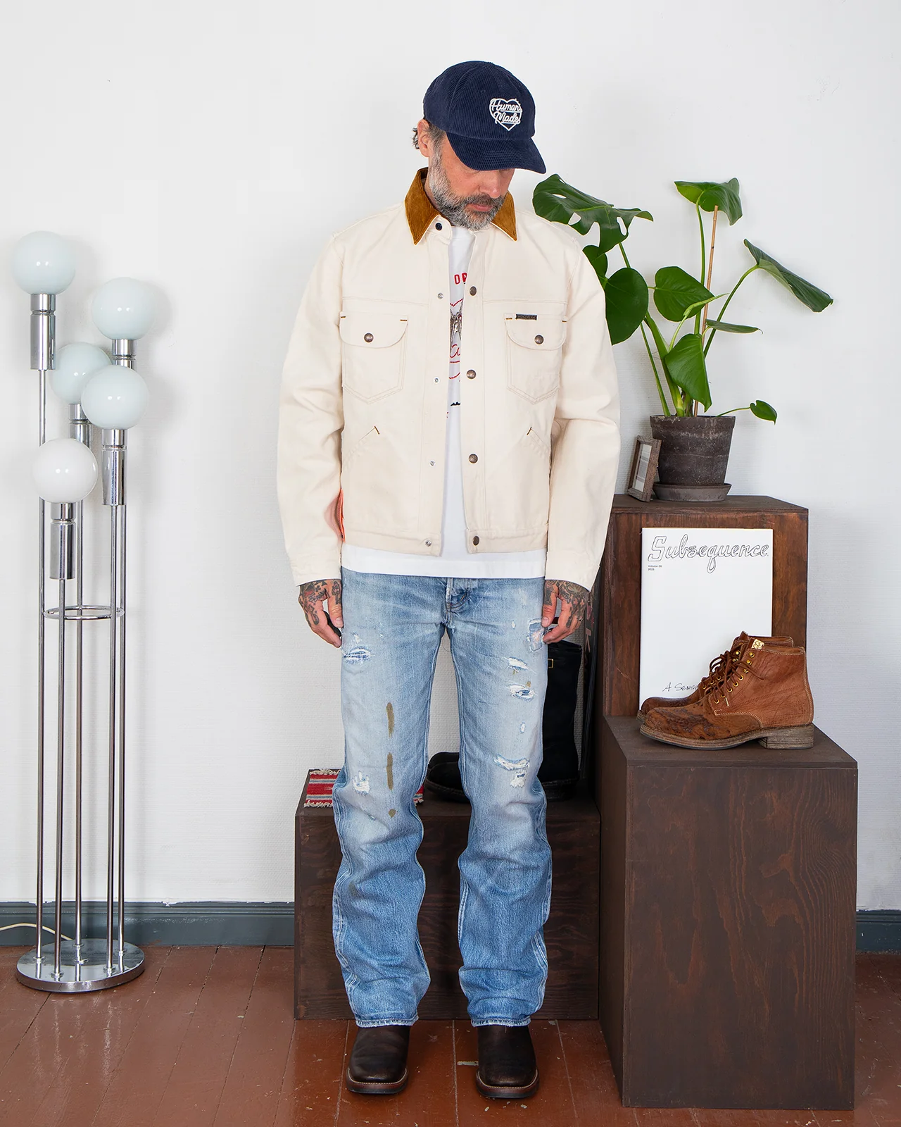 Indigofera Fargo Quarter Jacket, Smithson Canvas, Ecru, Soaked - Image 2