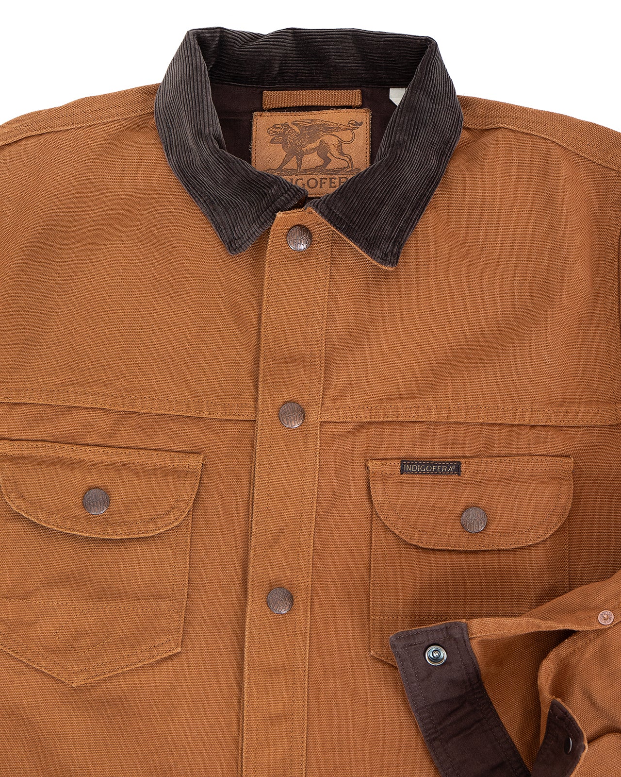 Indigofera Fargo Trucker Jacket, Smithson Canvas, 86 Terracotta - Image 3