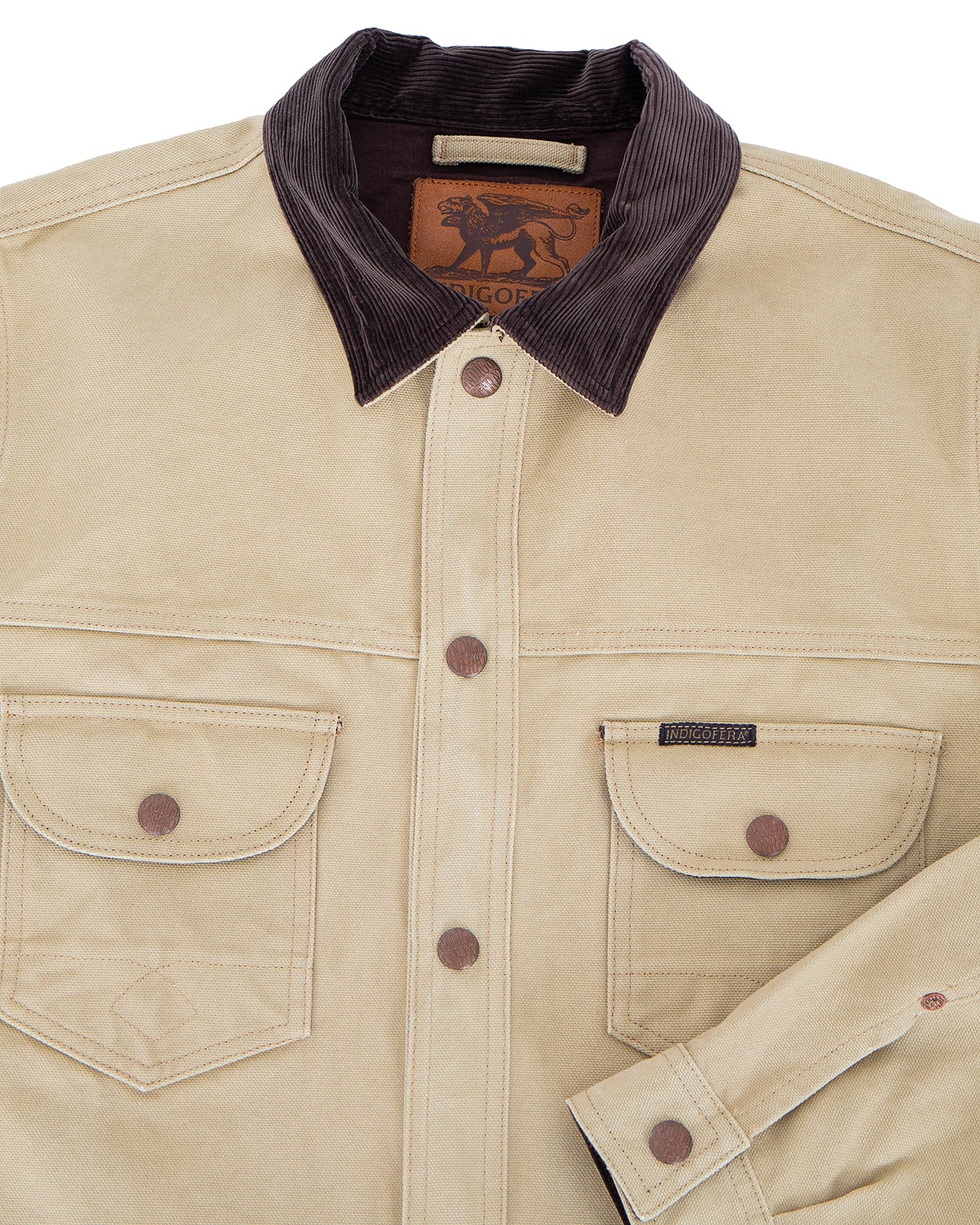Indigofera Fargo Trucker Jacket, Smithson Canvas, Light Beige - Image 3