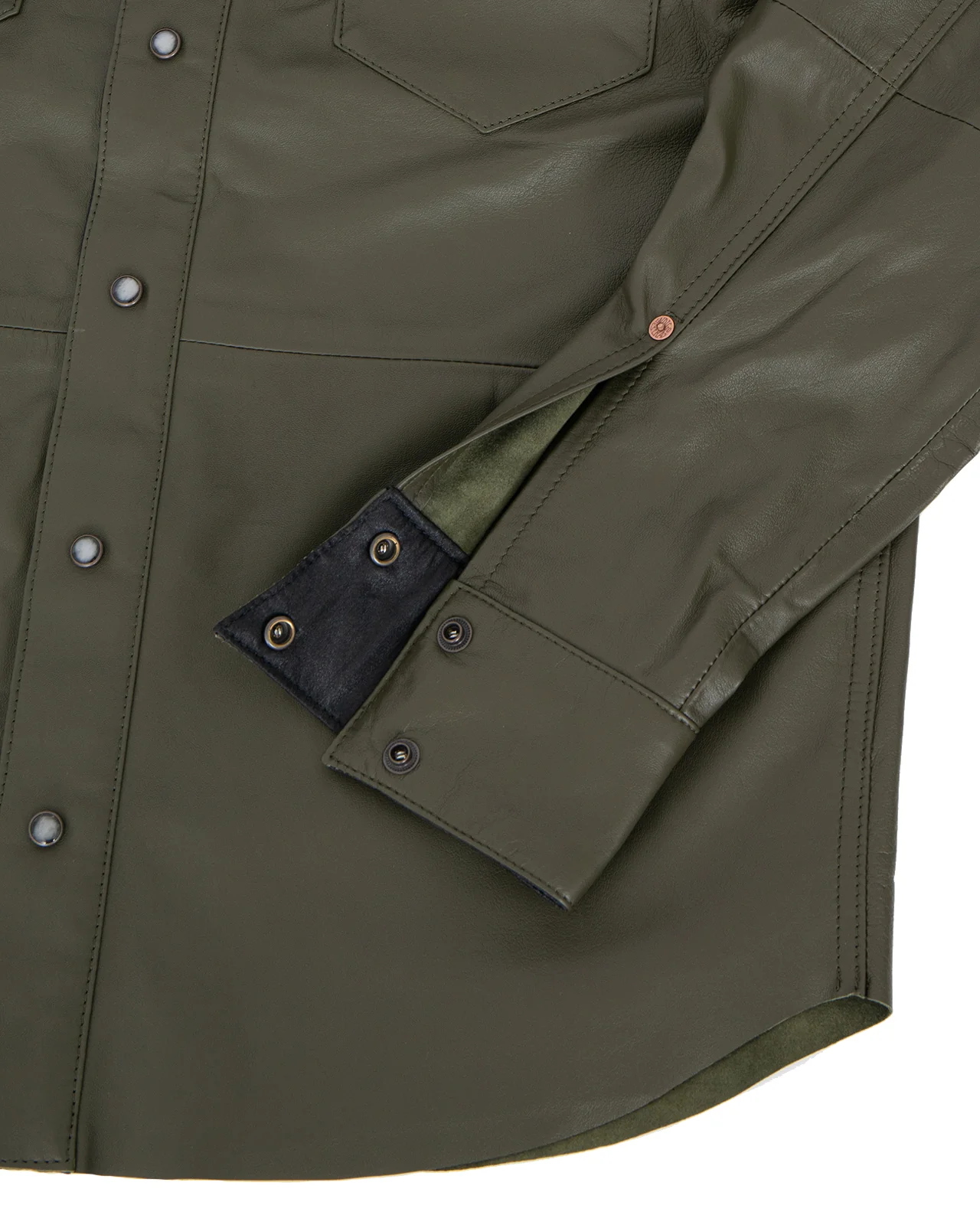 Indigofera Hawley Leather Shirt, Green - Image 4