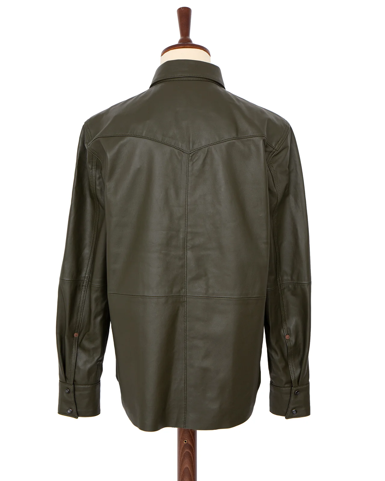 Indigofera Hawley Leather Shirt, Green - Image 5