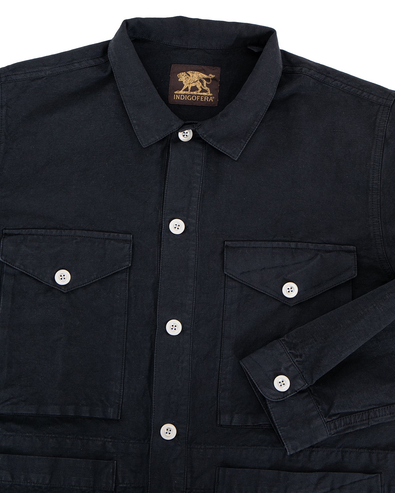 Indigofera Holt Shirt, Cotton / Linen Canvas, Marshall Black - Image 3