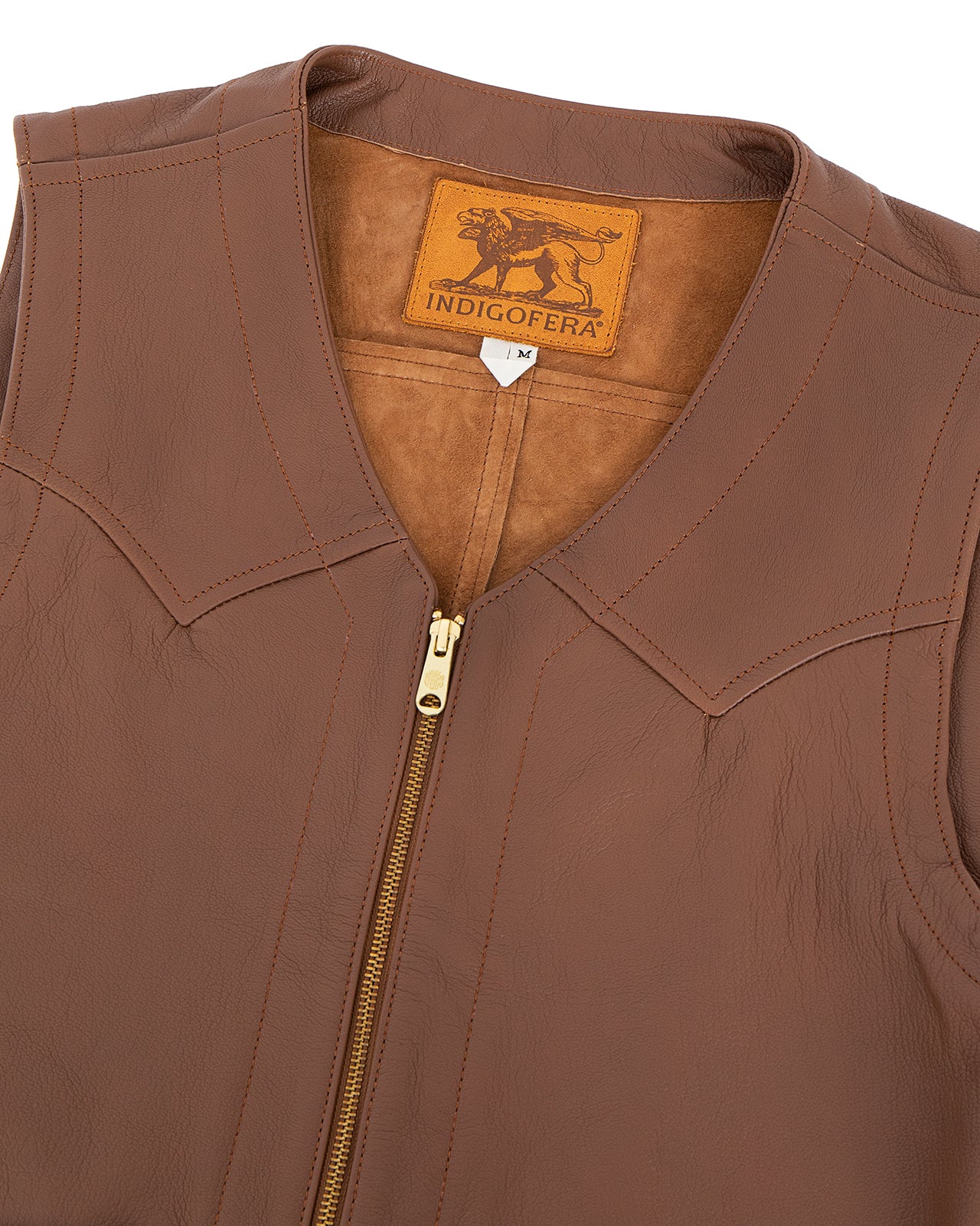Indigofera Monroe Leather Vest, Cognac - Image 3