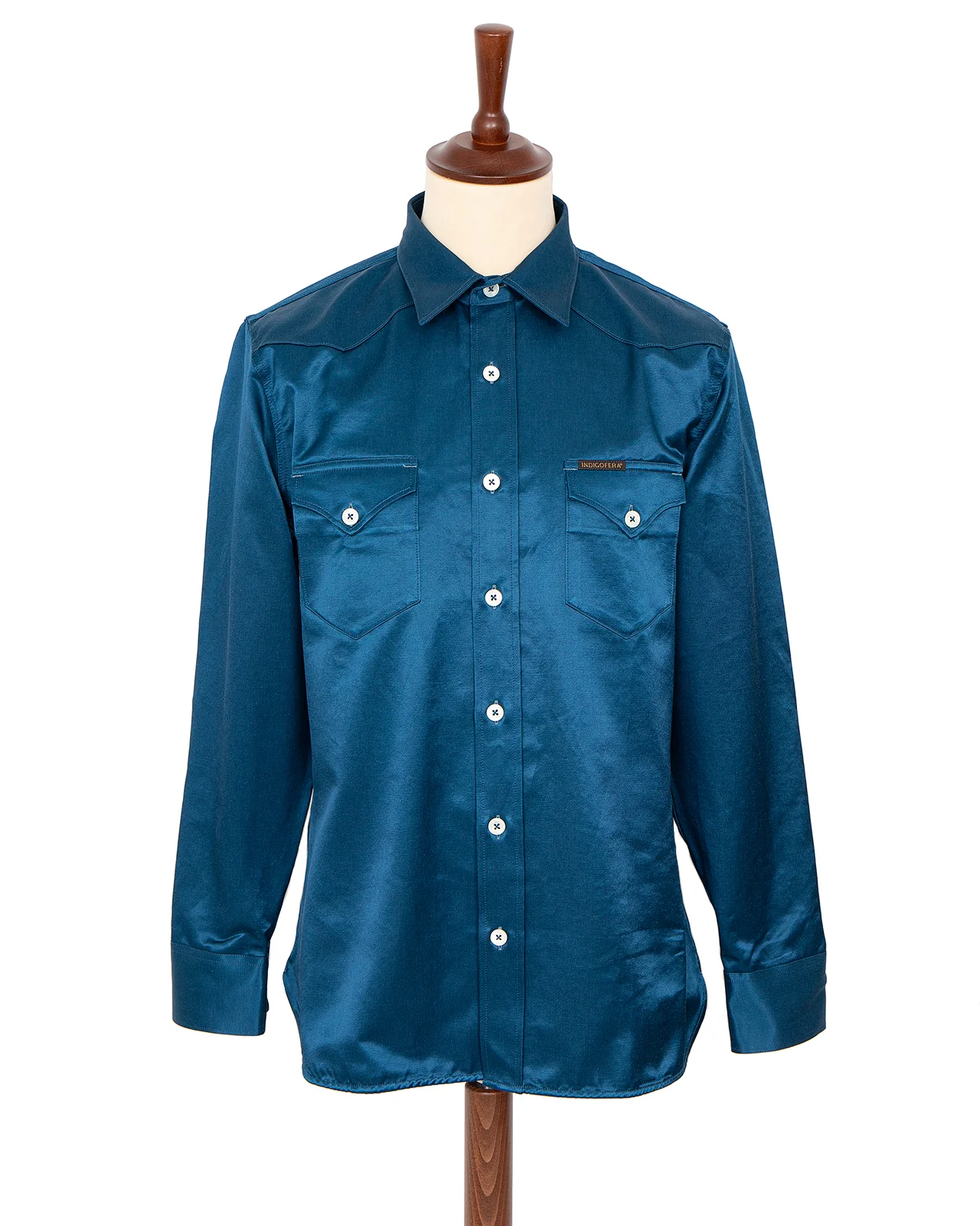 Indigofera Reynolds Shirt, Cotton / Rayon Twill, Royal Blue