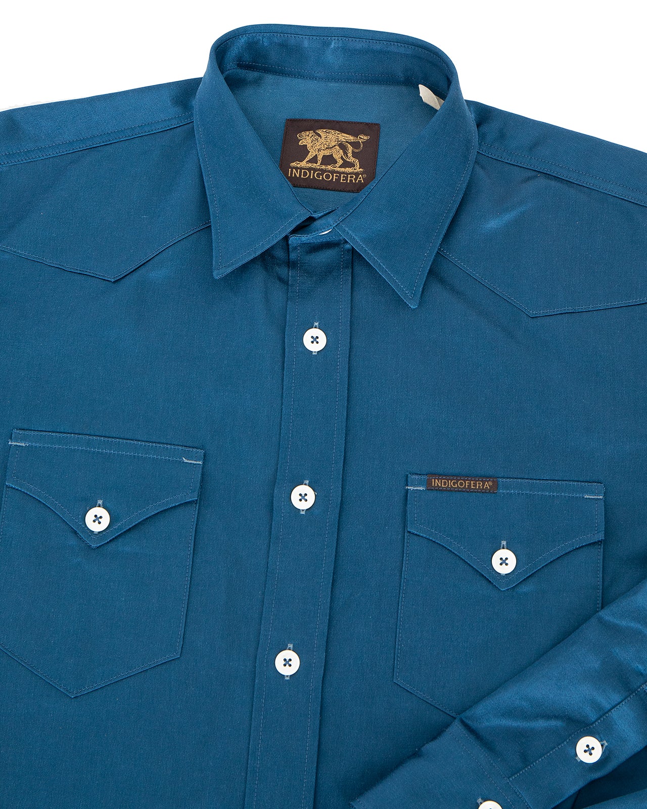Indigofera Reynolds Shirt, Cotton / Rayon Twill, Royal Blue - Image 2