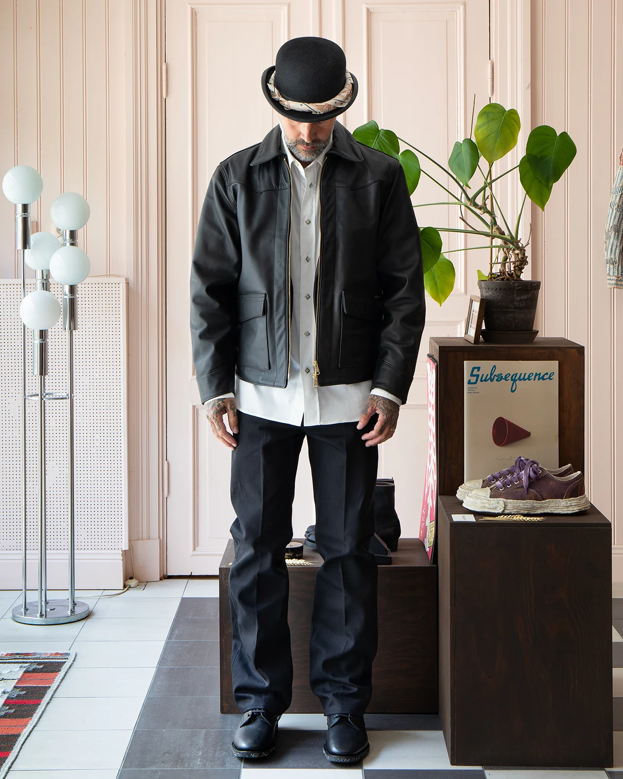 Indigofera Robertson Leather Jacket Black Tea Core - Image 2