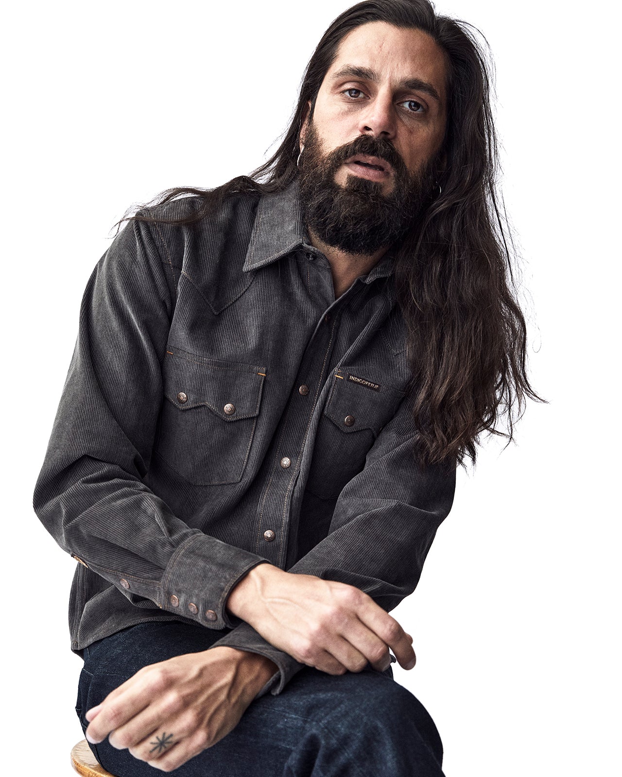Indigofera Ryman Corduroy Shirt, Steel Grey - Image 4