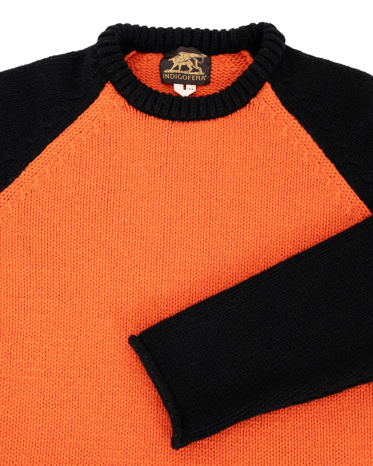Indigofera Willow Wool Sweater, Orange / Black - Image 3
