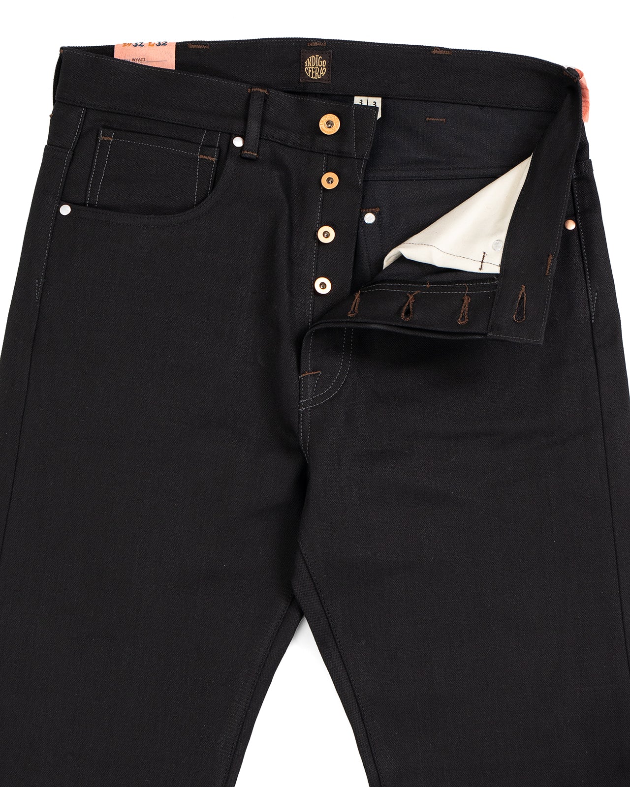 Indigofera Wyatt Jeans, Uneven Broken Twill, Black, Unwashed - Image 4