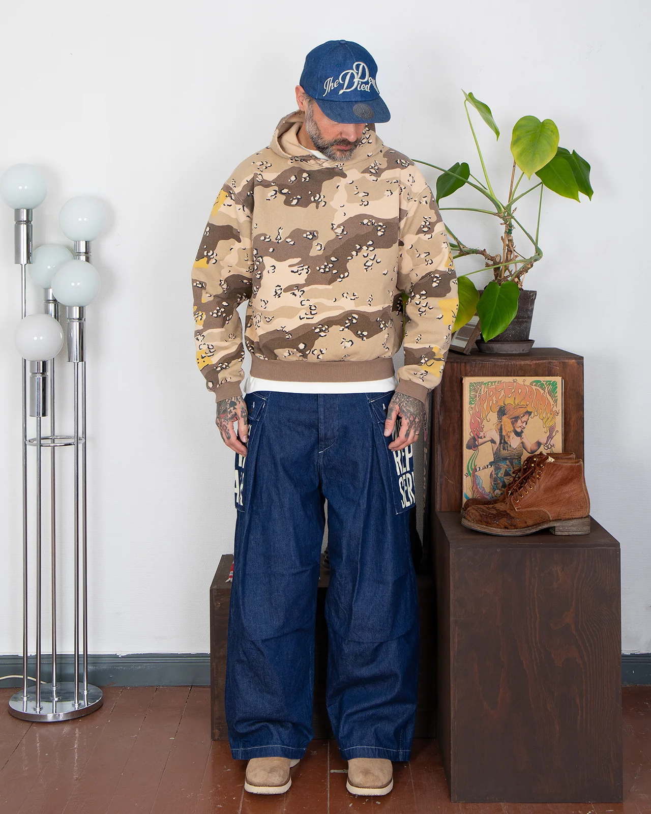 Kapital 11.5oz Denim Jumbo Monkey Pants (Factory-Repair & Embroidery) - Image 6