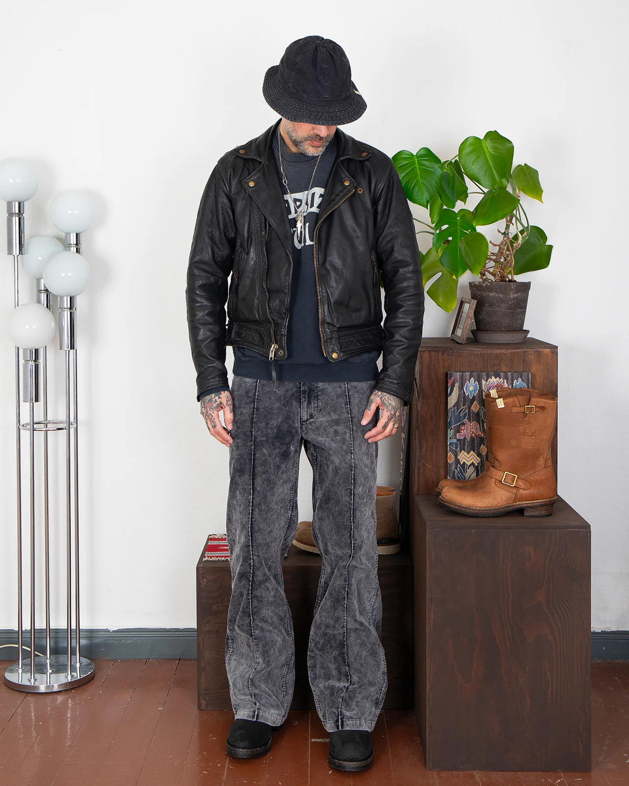 Kapital 14W Corduroy 5P Frisko (Dirty Dyed), Black - Image 2