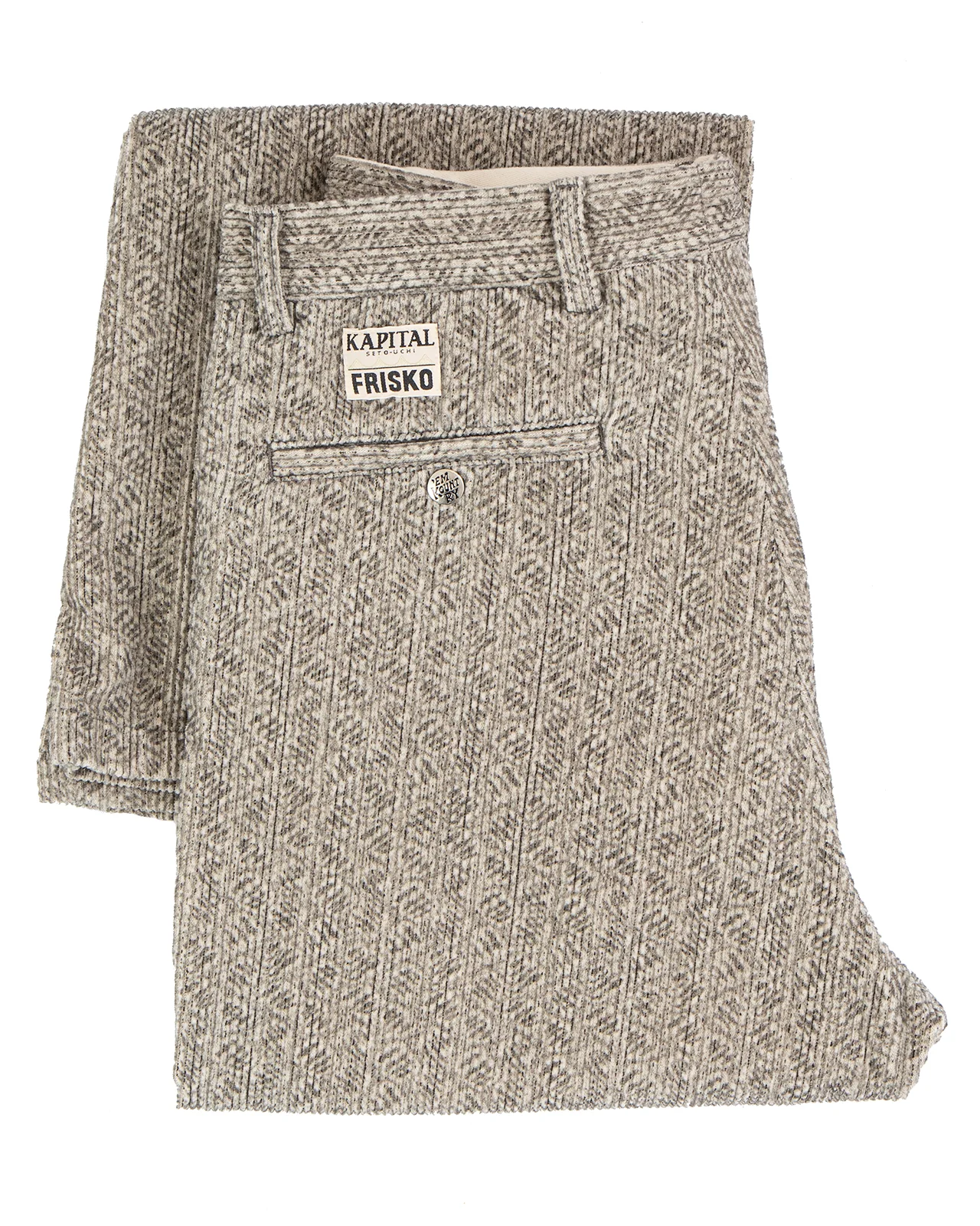 Kapital 8W Corduroy Dawson-Stripe Frisko Flare Pants, Grey - Image 5