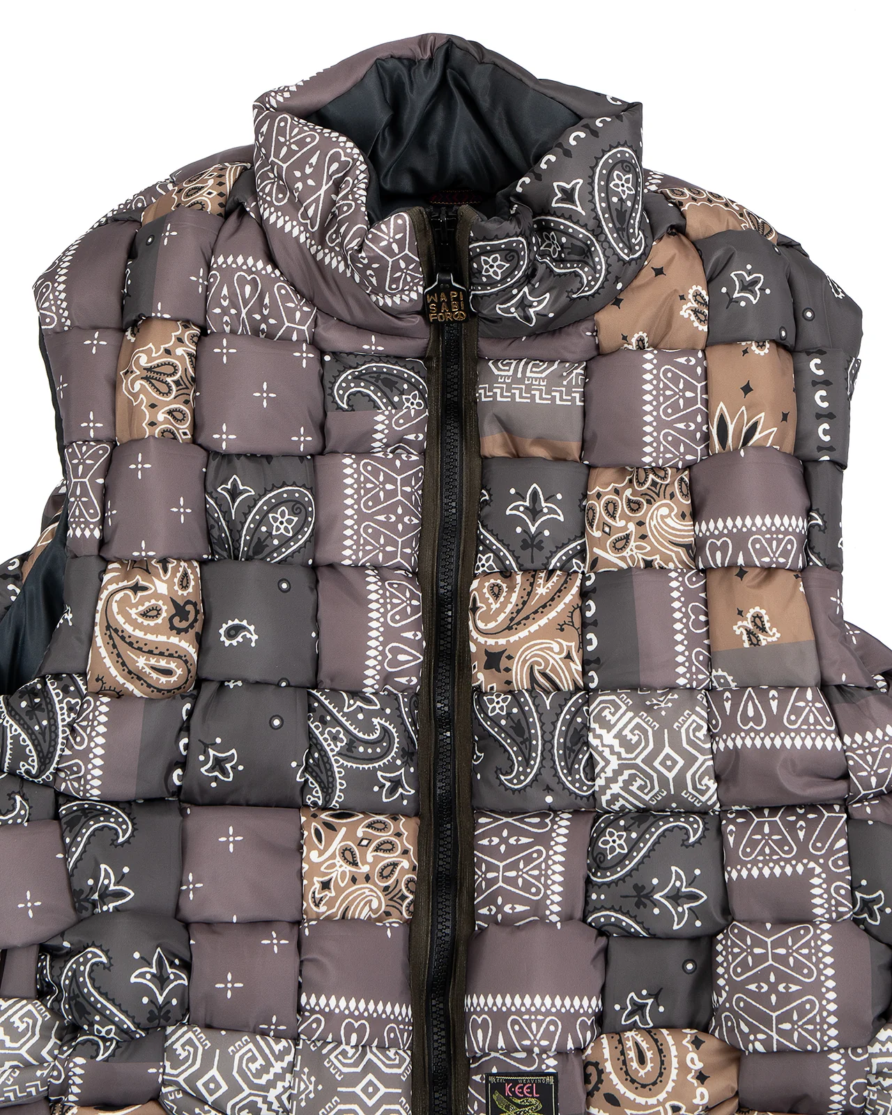 Kapital Bandanna Nylon Keel Weaving Vest, Brown - Image 6
