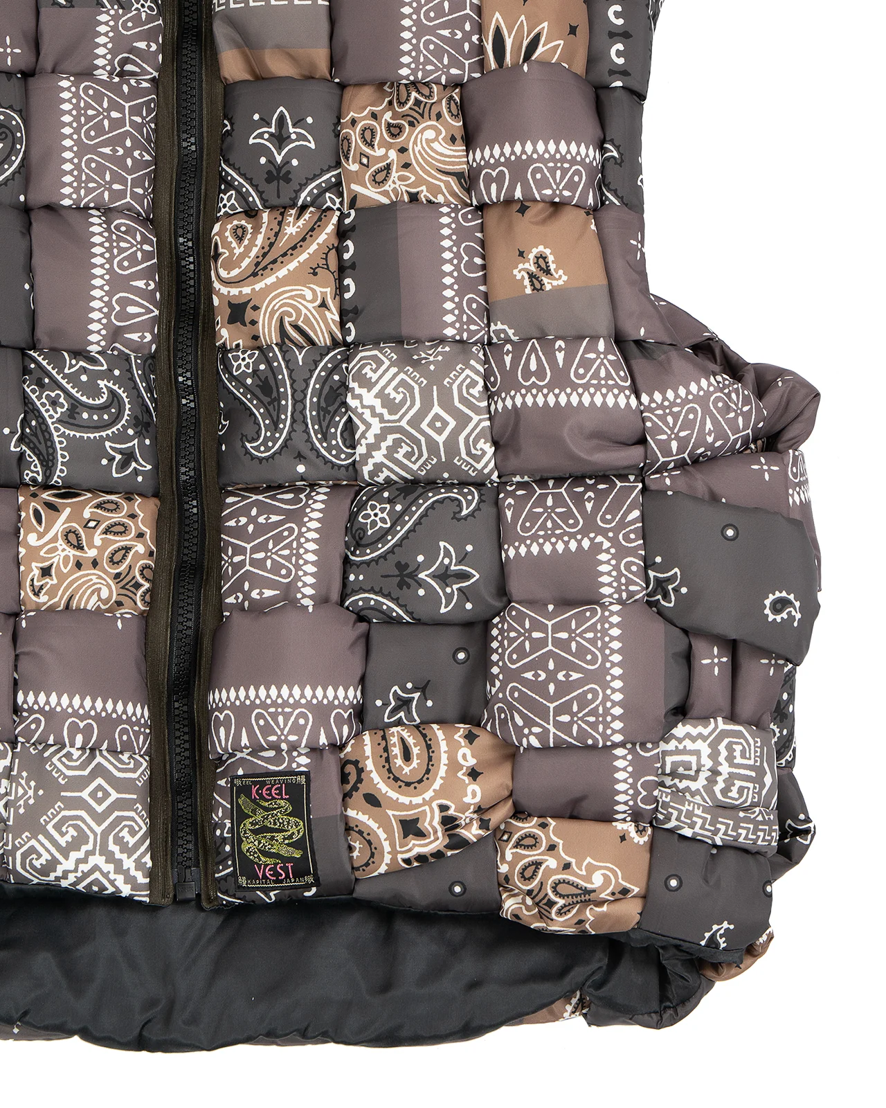 Kapital Bandanna Nylon Keel Weaving Vest, Brown - Image 7