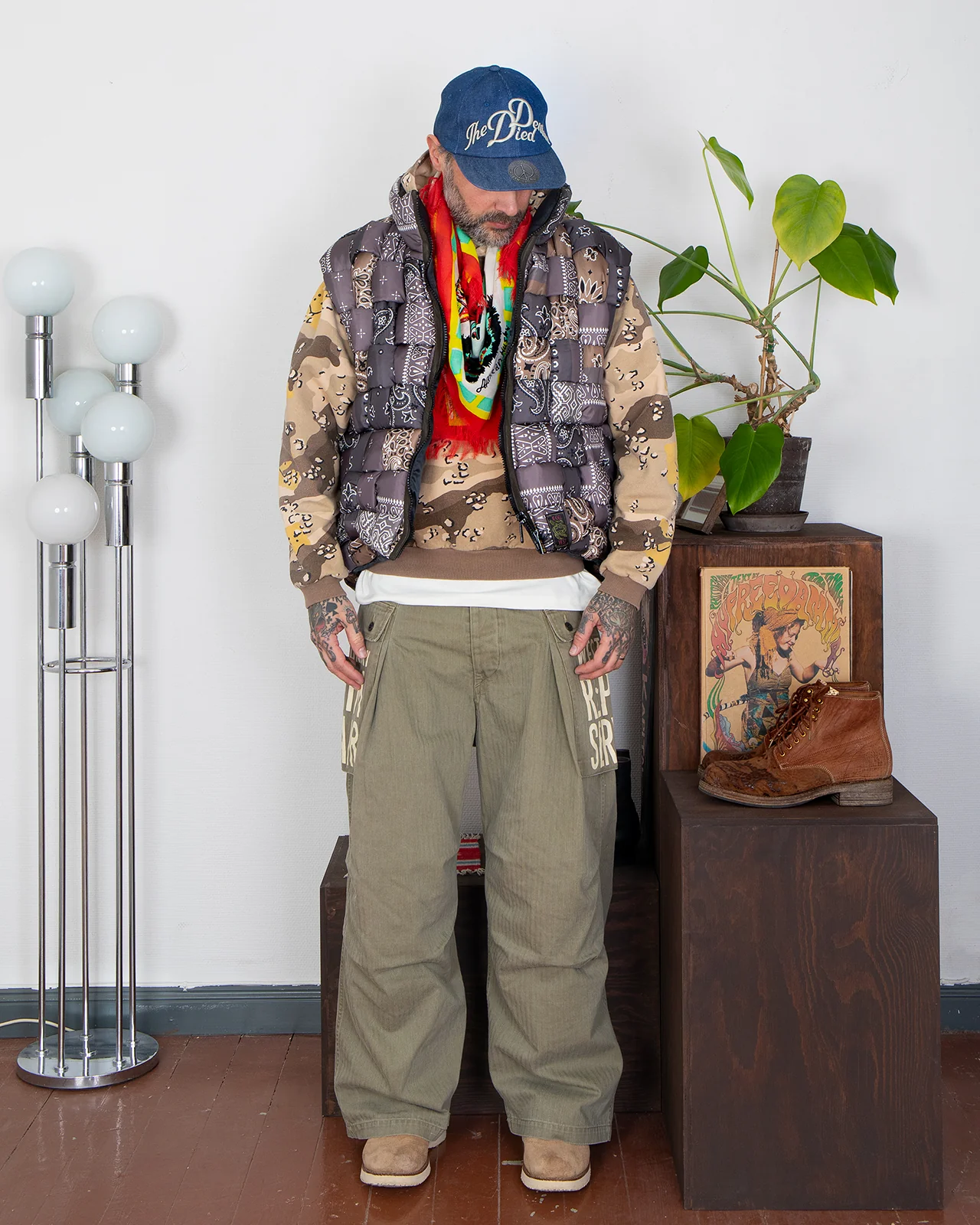 Kapital Bandanna Nylon Keel Weaving Vest, Brown - Image 8