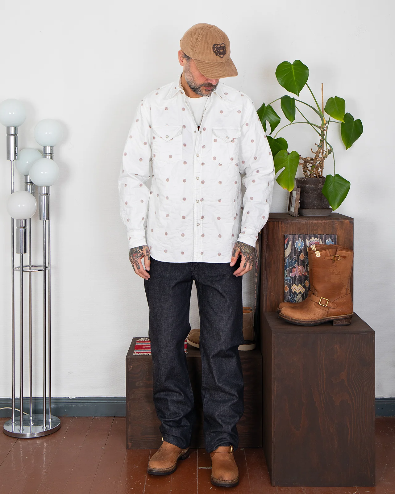 Kapital Cotton Quilting Mamemon Husky Western Shirt, White - Image 2