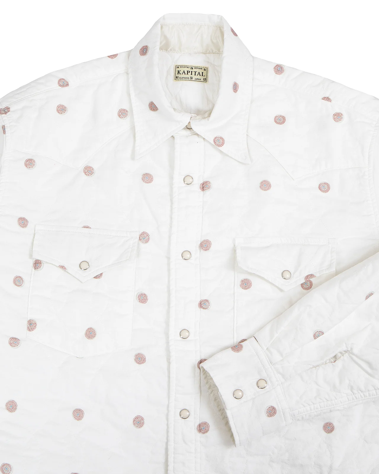 Kapital Cotton Quilting Mamemon Husky Western Shirt, White - Image 3