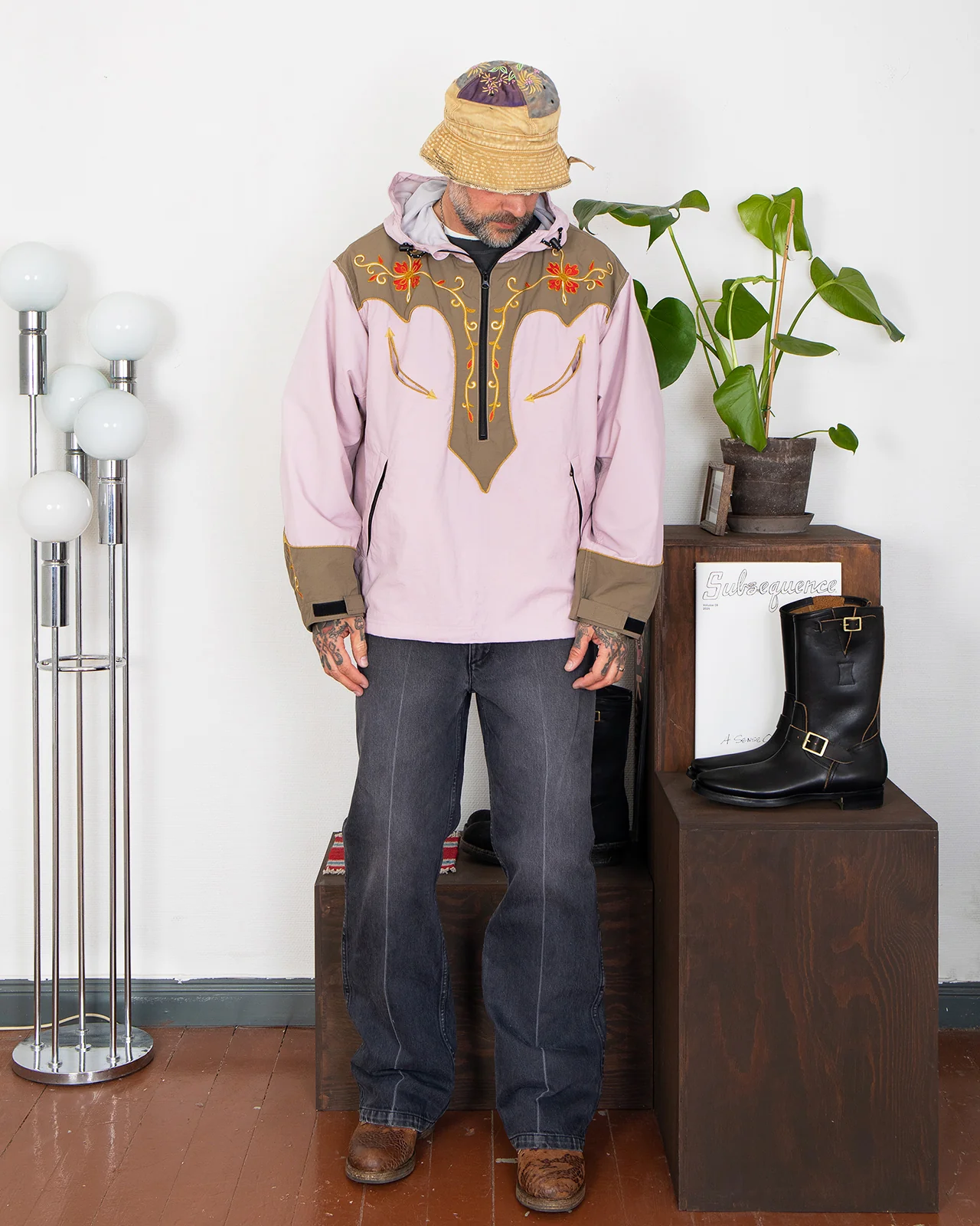 Kapital Nylon Taffta 2tones Tennessee Cactus Flower Parka, Pink - Image 2