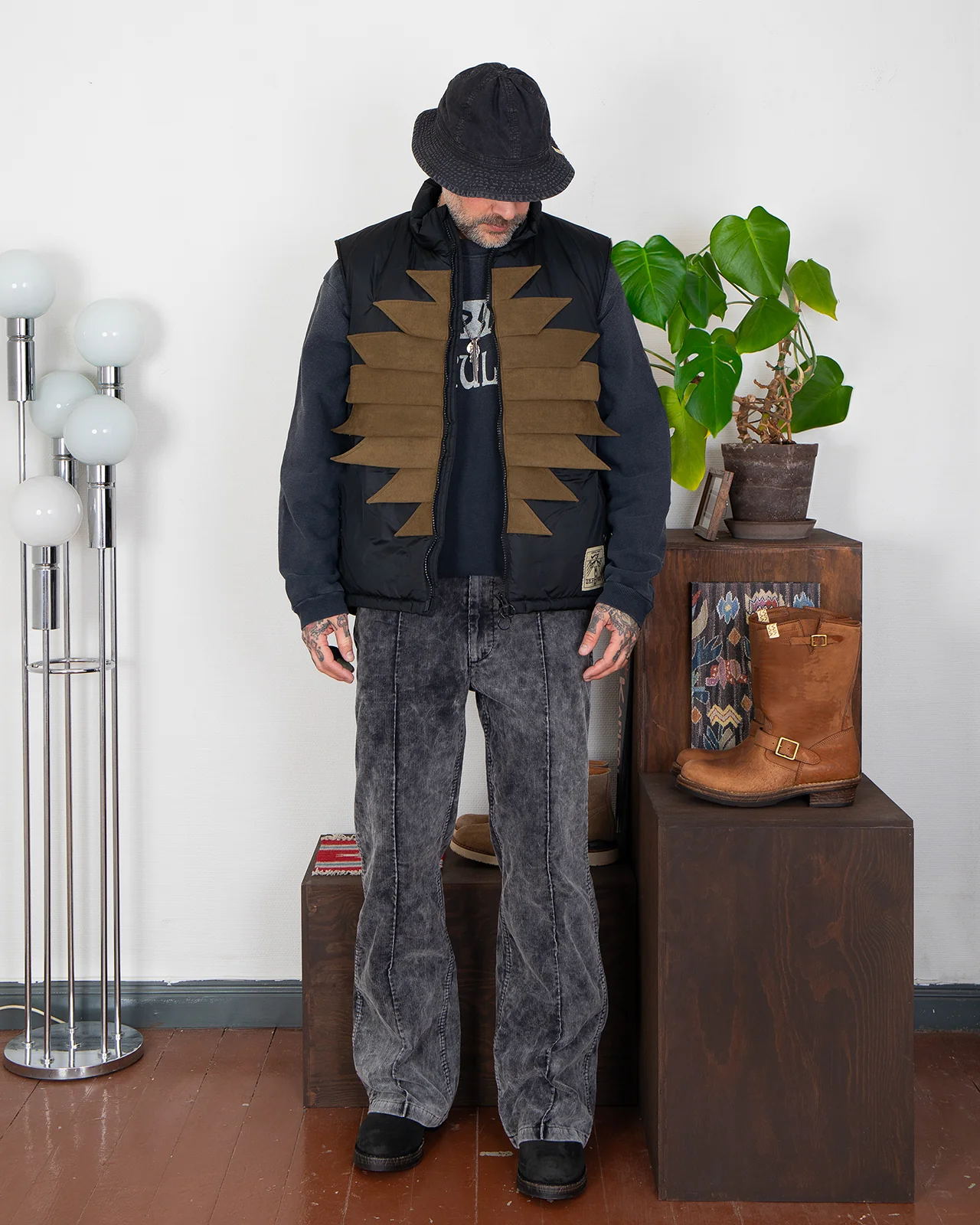 Kapital Nylon Zepher Fishing Vest, Black - Image 2
