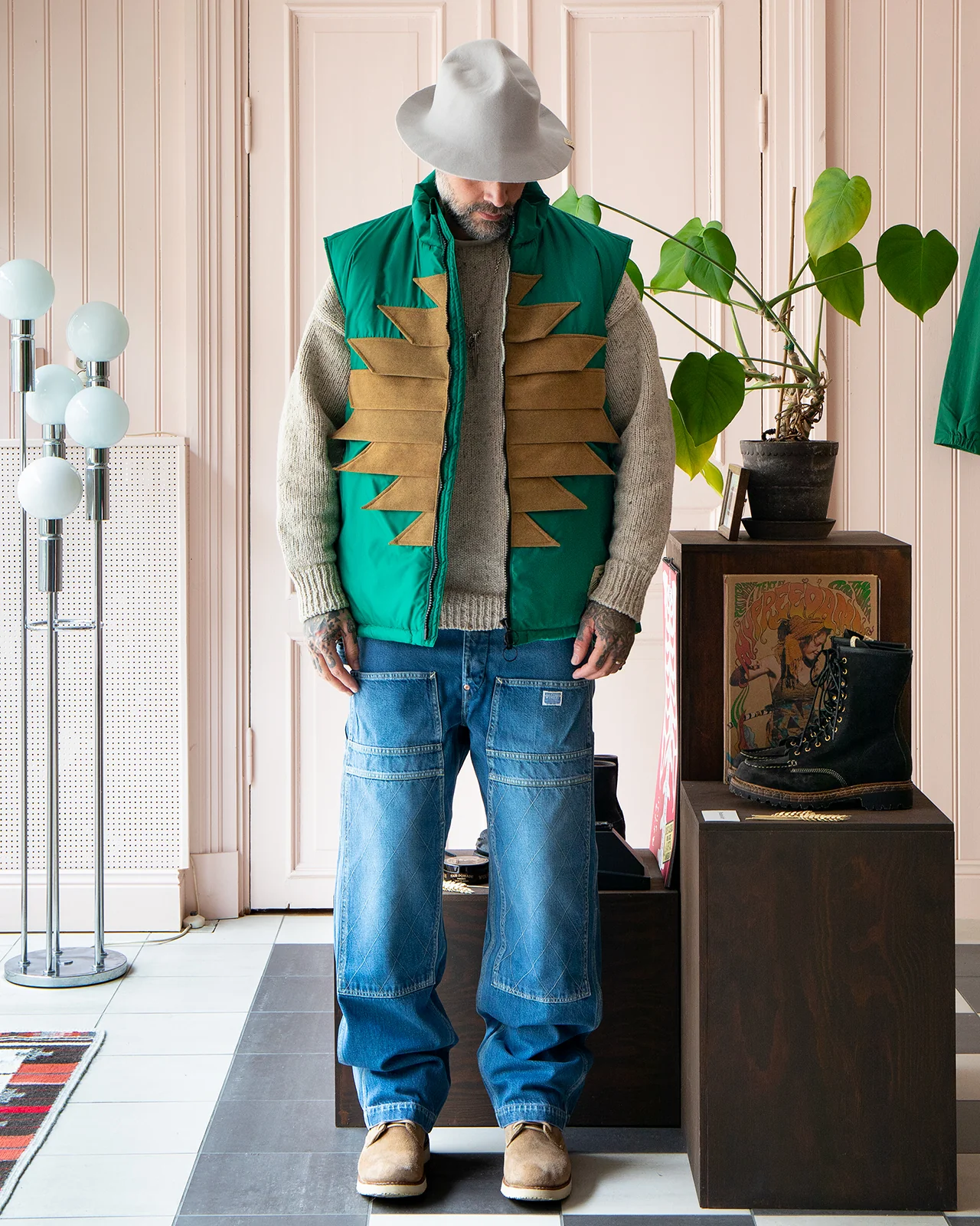 Kapital Nylon Zepher Fishing Vest, Green - Image 2