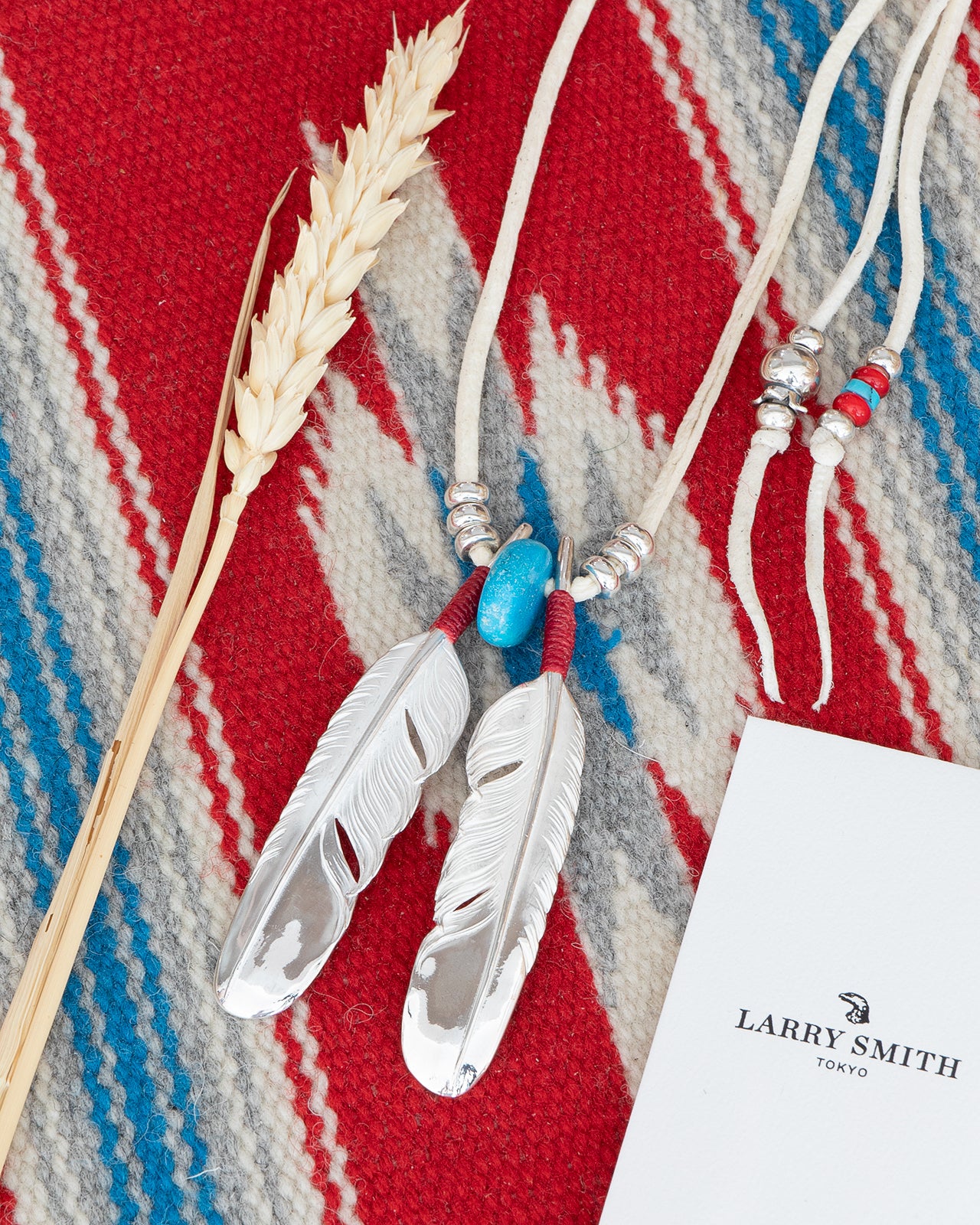 Larry Smith Double Feather Necklace Combination, White - Image 3